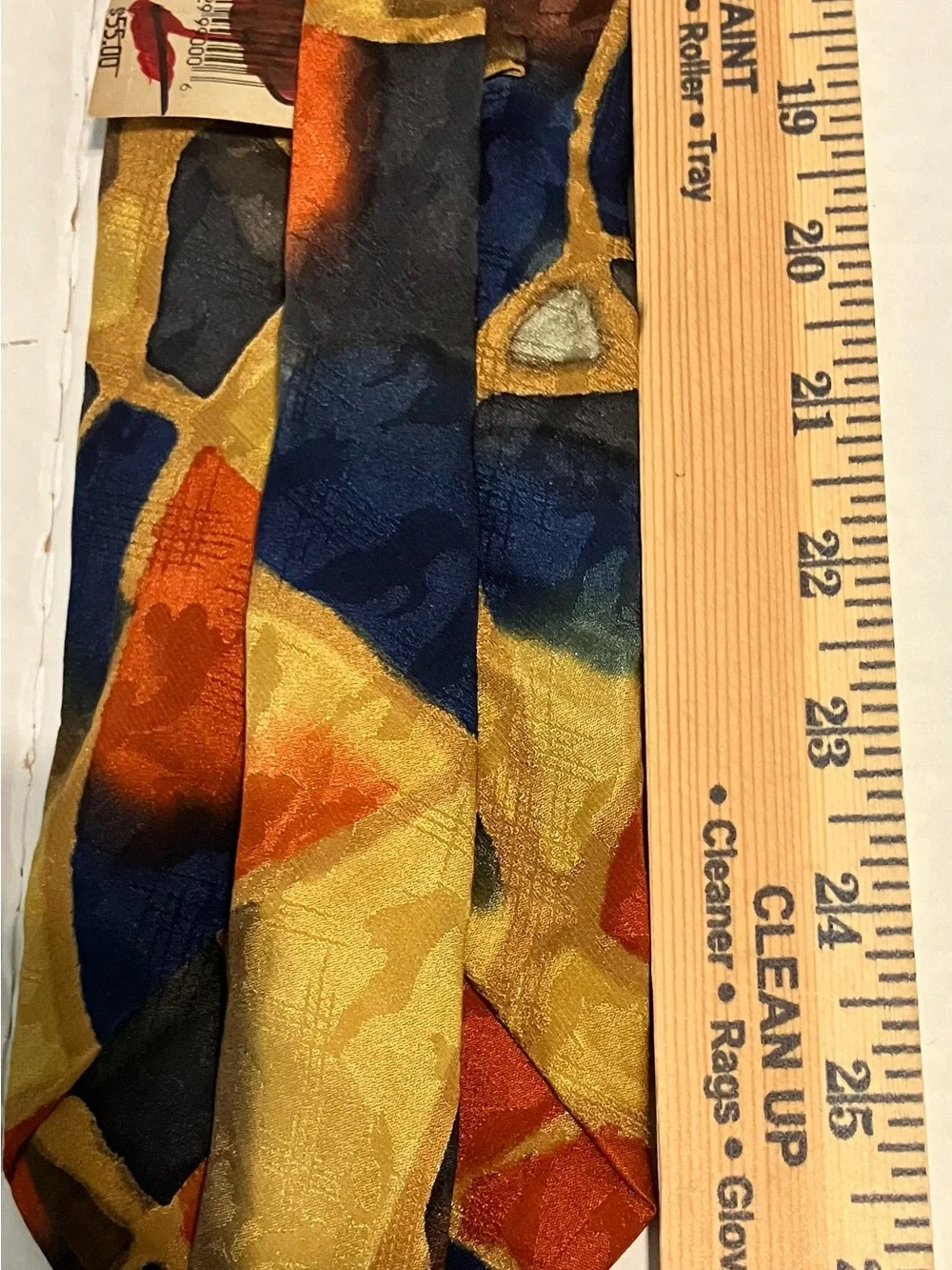 Via Barberini Italian MadeGold Abstract Pattern Men's Tie with Multicolor Accent